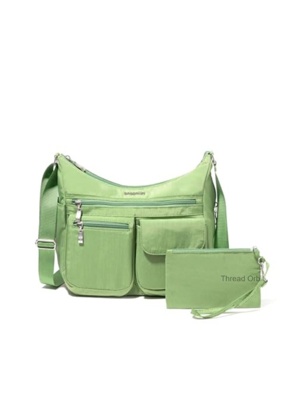 Lightweight Water-Resistant Nylon Crossbody Hobo Bag with RFID Wristlet